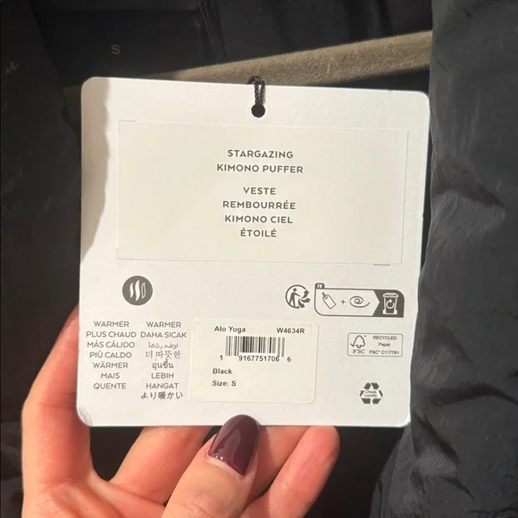 ALO Yoga Stargazing Kimono Puffer Jacket size small black - Picture 7 of 8